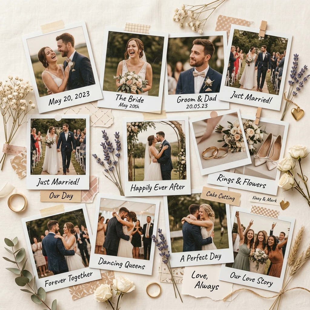 Vintage polaroid scrapbook photo collage of Tilly and Joey